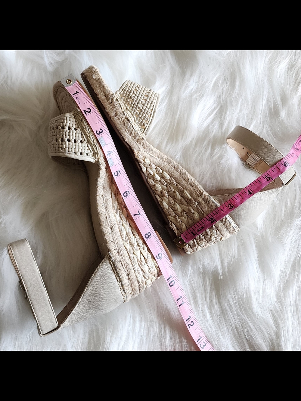 New Woven Espadrille Wedge Sandals - Cream Tan Heels 8.5 W - Picture 4 of 7
